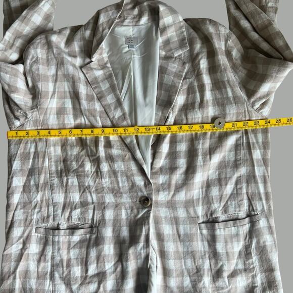 A New Day Women’s Linen Blend Gingham Blazer Tan White Size XXL - Picture 6 of 8